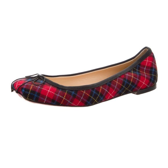 Christian Louboutin Mamadrague plaid tartan wool Flats $495 37 36.5 RARE skims - Picture 4 of 7